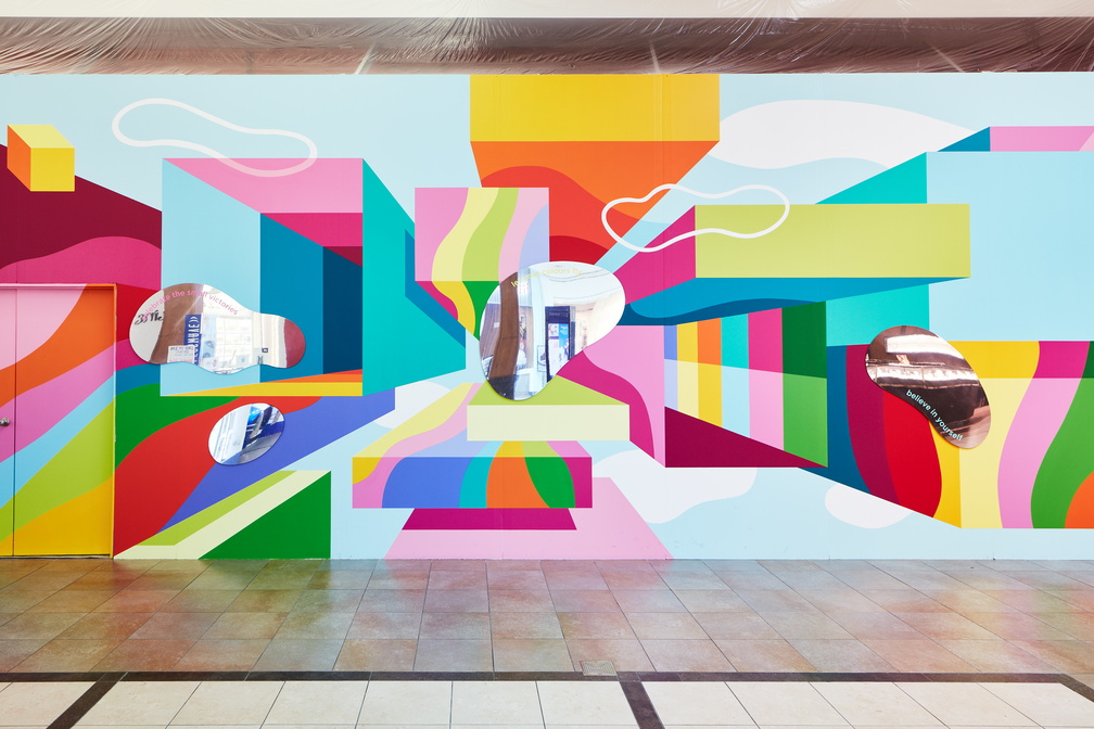 Art to bring a renewed sense of hope and wellness to local communities - Part 1, Ripple and Rise mural at CF Richmond Centre (Vancouver) Photos: Lucas Inacio