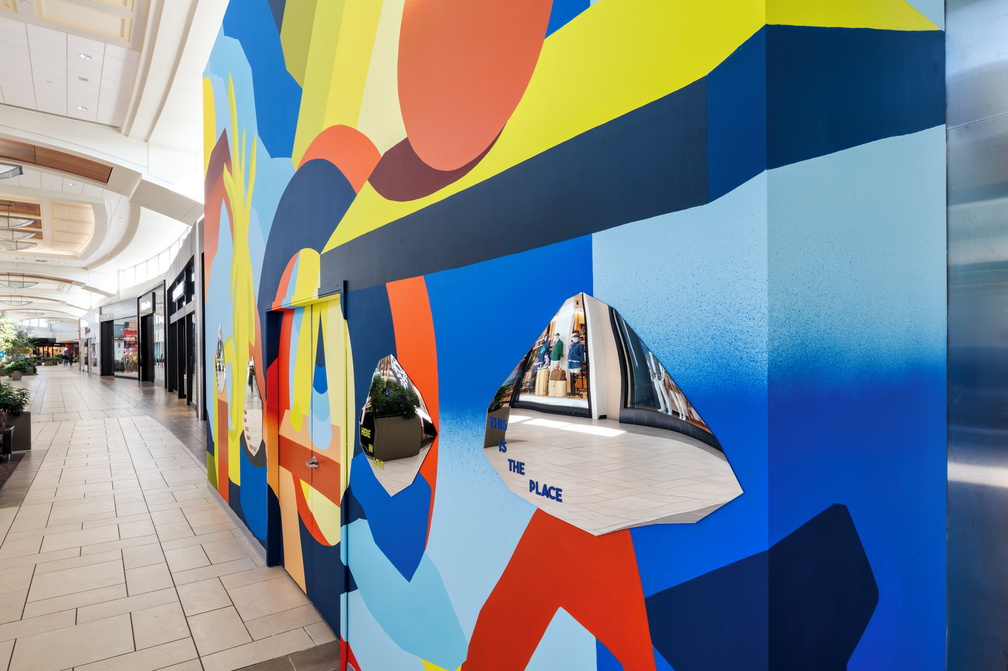 Art to bring a renewed sense of hope and wellness to local communities - MASSIVart -Nasarimba's mural in CF Market Mall (Calgary) in 2022