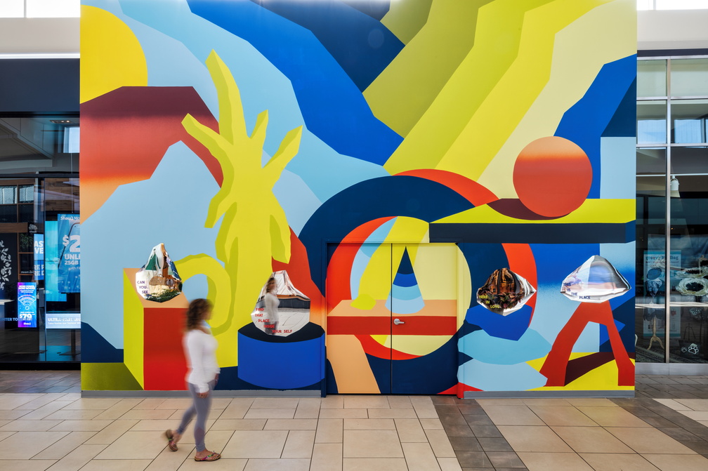 Art to bring a renewed sense of hope and wellness to local communities - MASSIVart -Nasarimba's mural in CF Market Mall (Calgary) in 2022