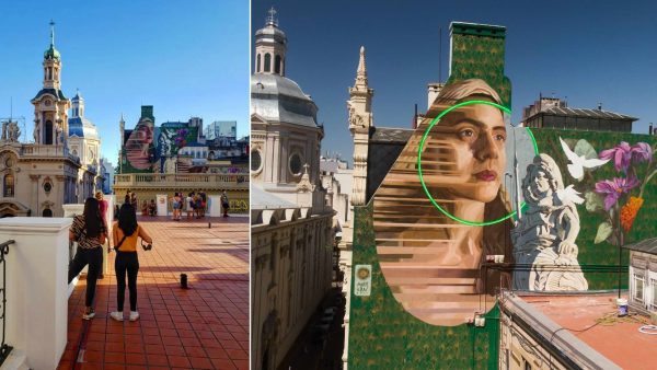 MASSIVart Detalle del mural La memoria y las mujeres realizado en 2021 por la artista Mariela Ajras en la terraza Altos de la Estrella para Buenos Aires Museo.